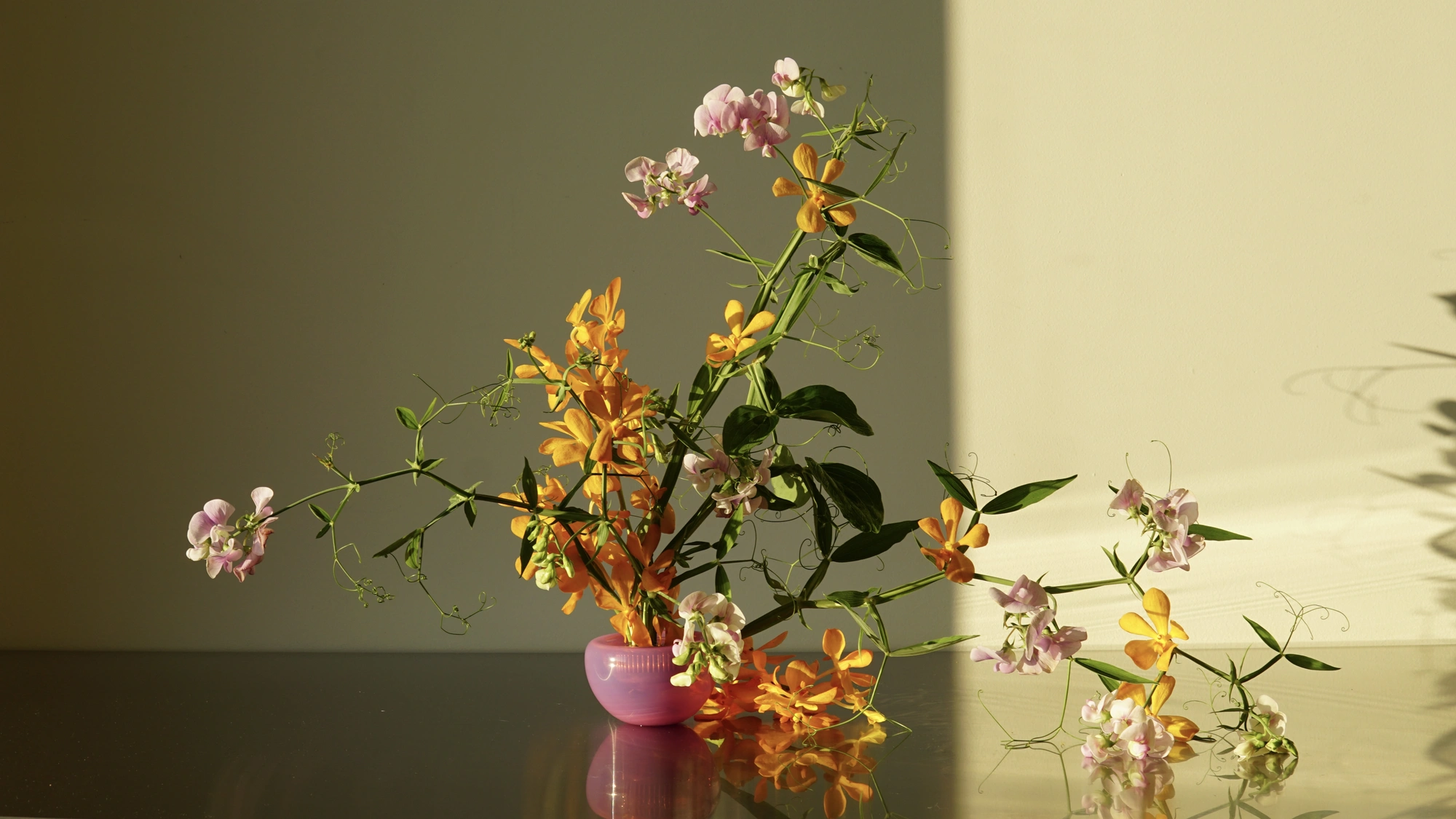 Rust orchid floral arrangement